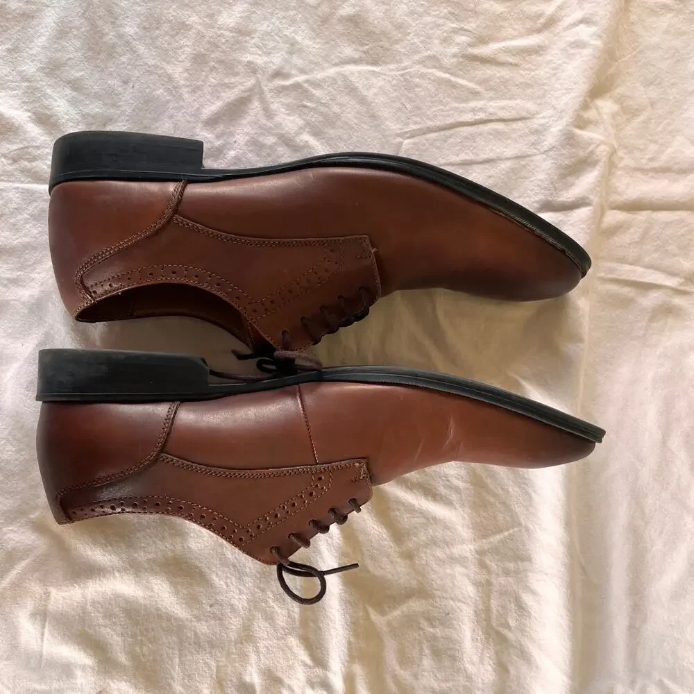 Michael Strahan Men's MS GENE Cognac Tan Leather Brogue Oxford Shoes Size 10M